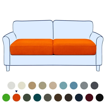 Subrtex Cushion Covers Separate Seat Stretch Textured Grid (2PCS, Orange)