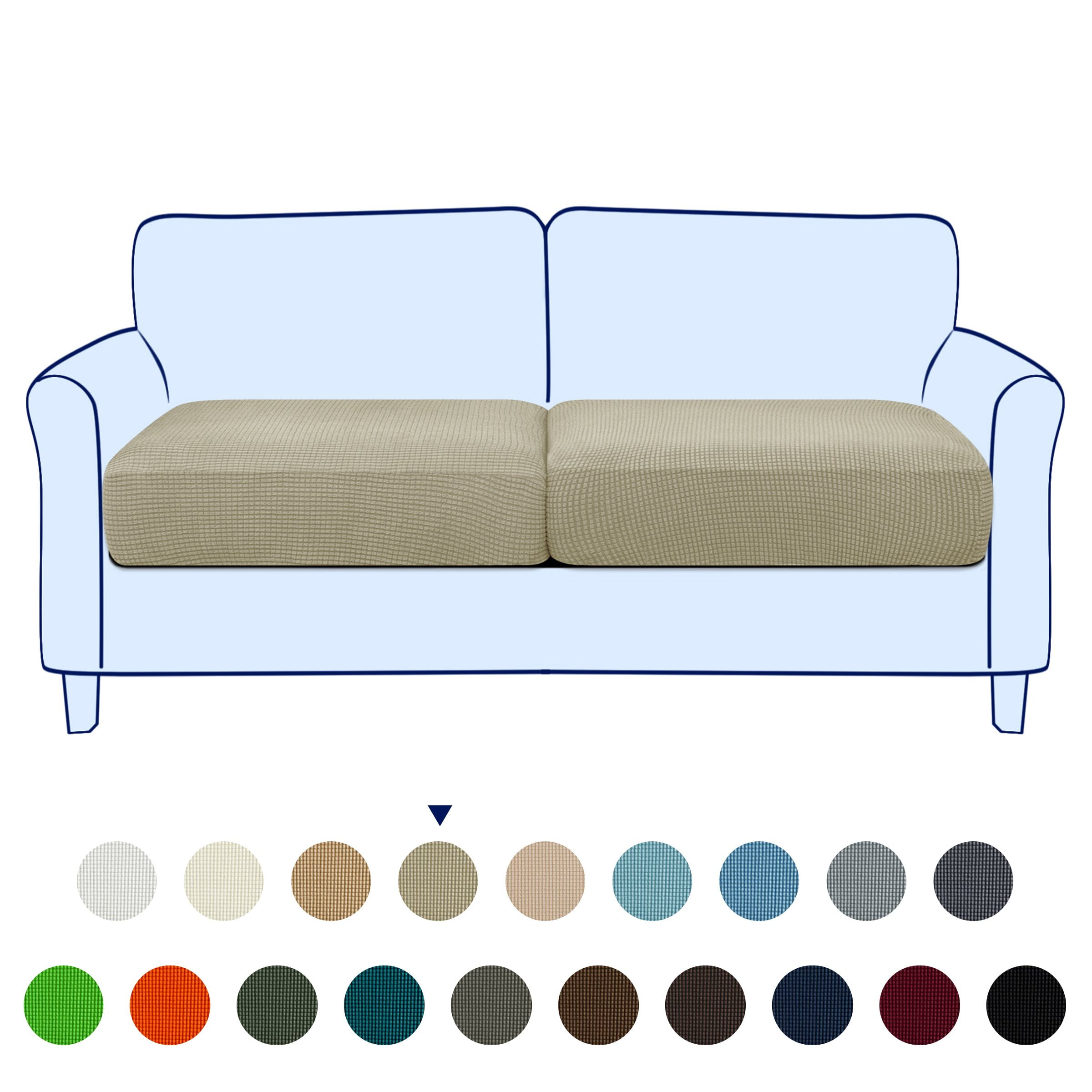 Subrtex Cushion Covers Separate Seat Stretch Textured Grid (2PCS, Sand)