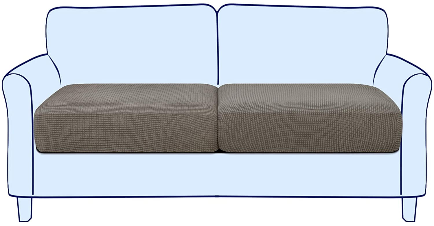 Subrtex Cushion Covers Separate Seat Stretch Textured Grid (2PCS, Taupe)