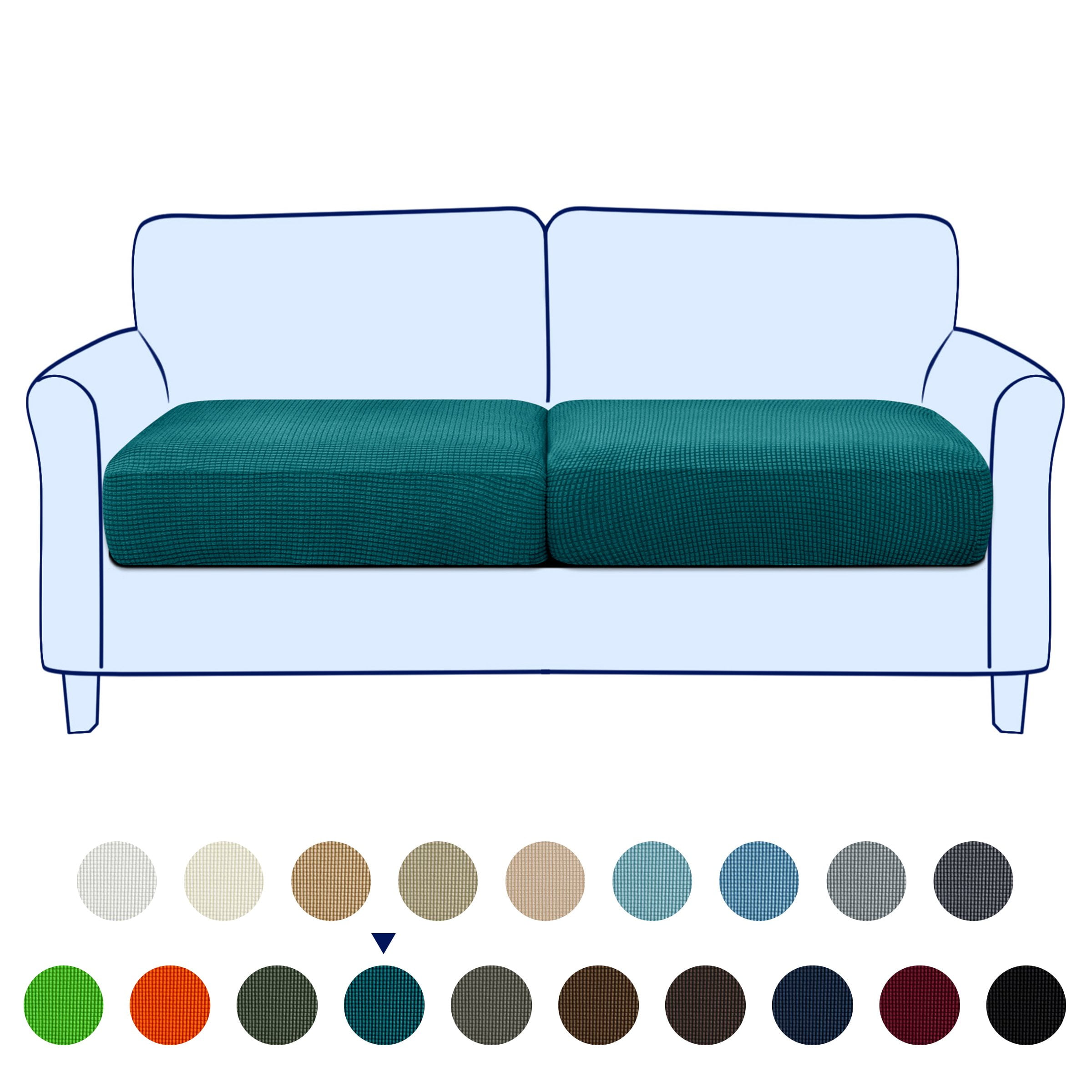 Subrtex Cushion Covers Separate Seat Stretch Textured Grid (2PCS, Teal)