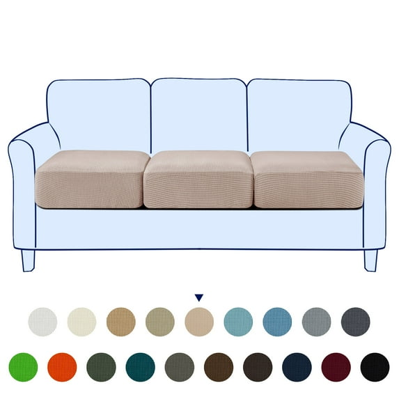 Subrtex Cushion Covers Separate Seat Stretch Textured Grid (3PCS, Camel)