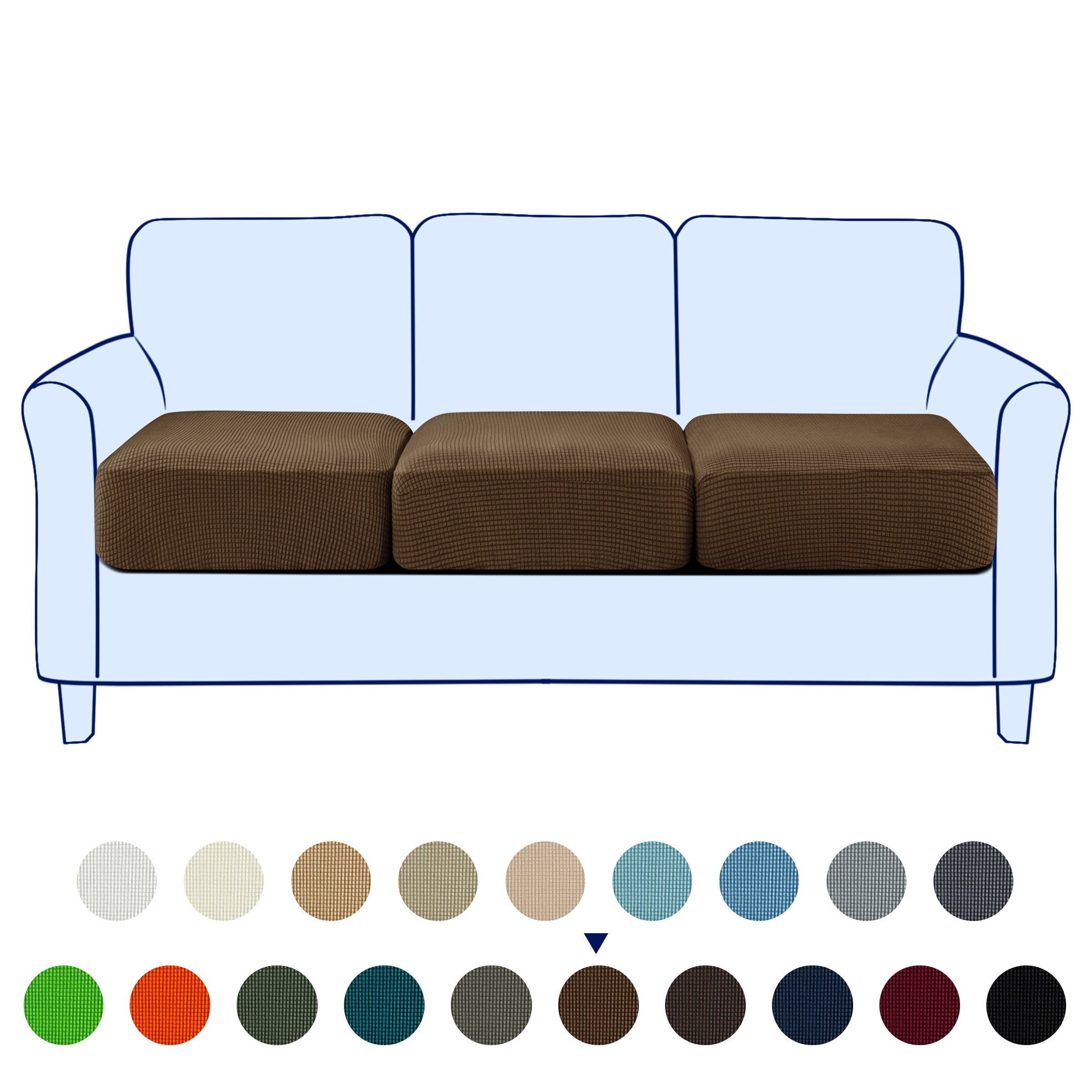 Subrtex Cushion Covers Separate Seat Stretch Textured Grid (3PCS, Coffee)
