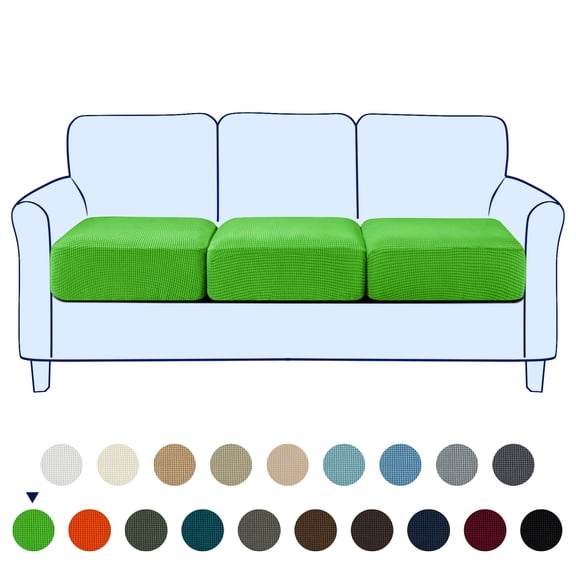 Subrtex Cushion Covers Separate Seat Stretch Textured Grid (3PCS, Grass Green)