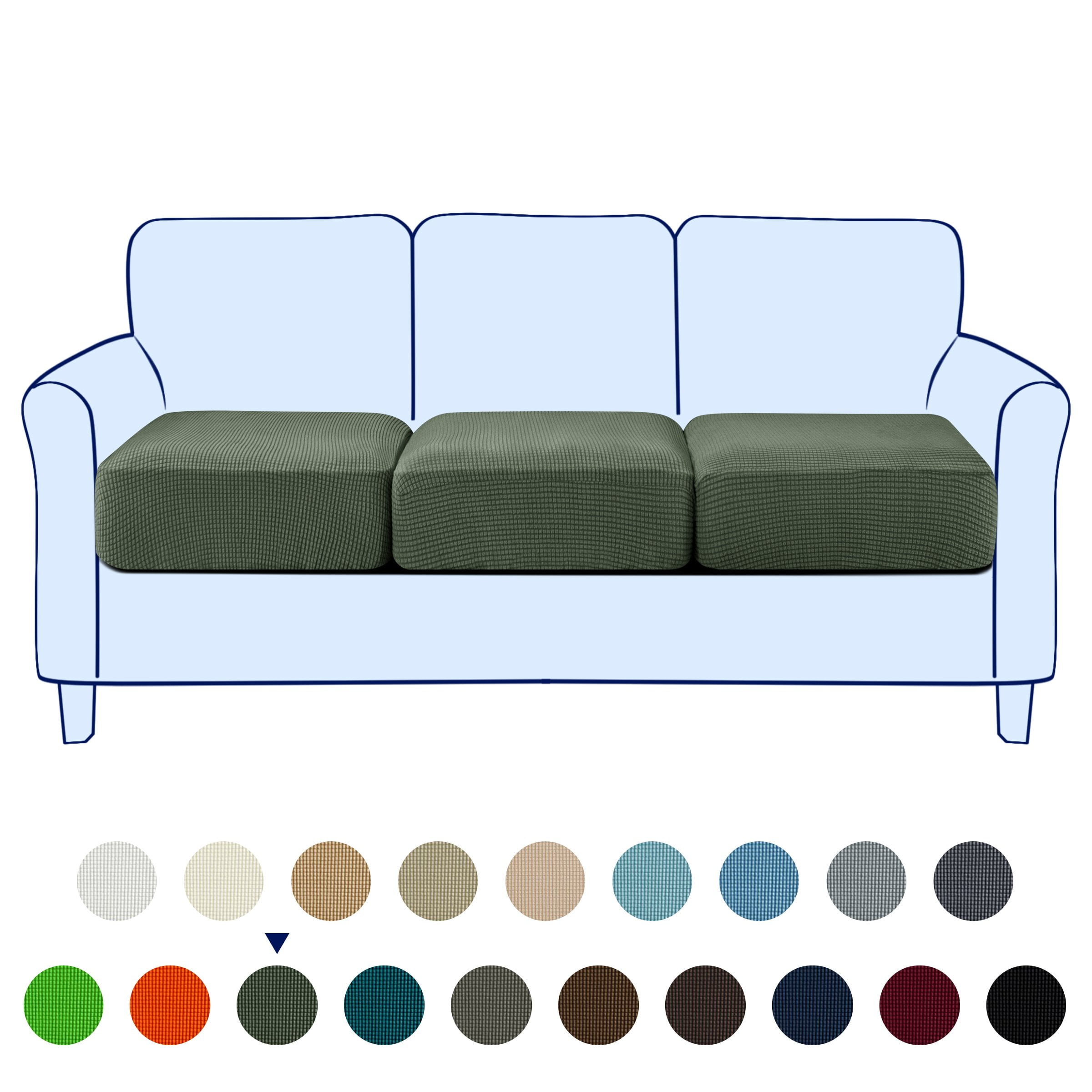 Subrtex Cushion Covers Separate Seat Stretch Textured Grid (3PCS, Olive)