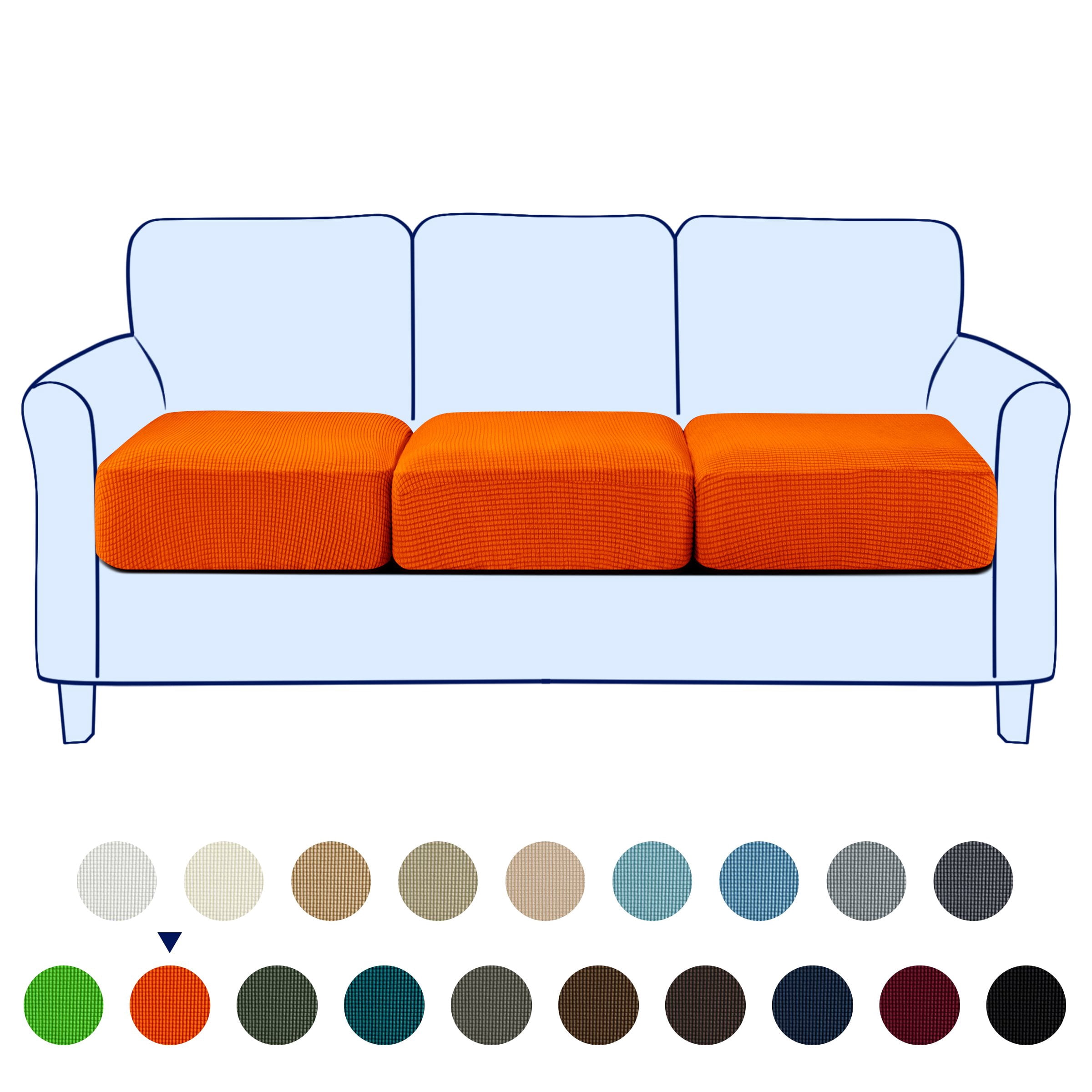 Subrtex Cushion Covers Separate Seat Stretch Textured Grid (3PCS, Orange)