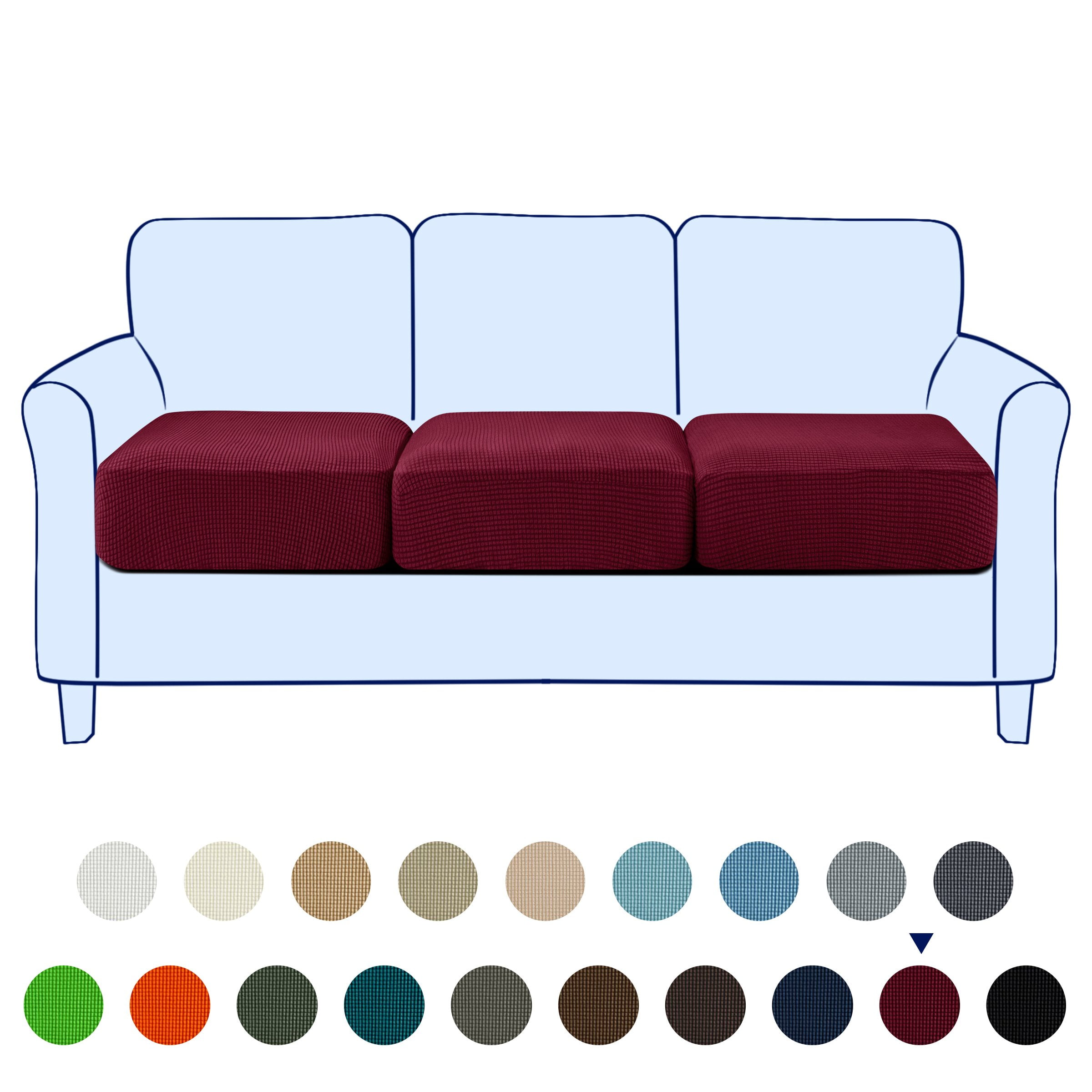 Wine Red Stretch Textured Sofa Cushion Slipcover Set