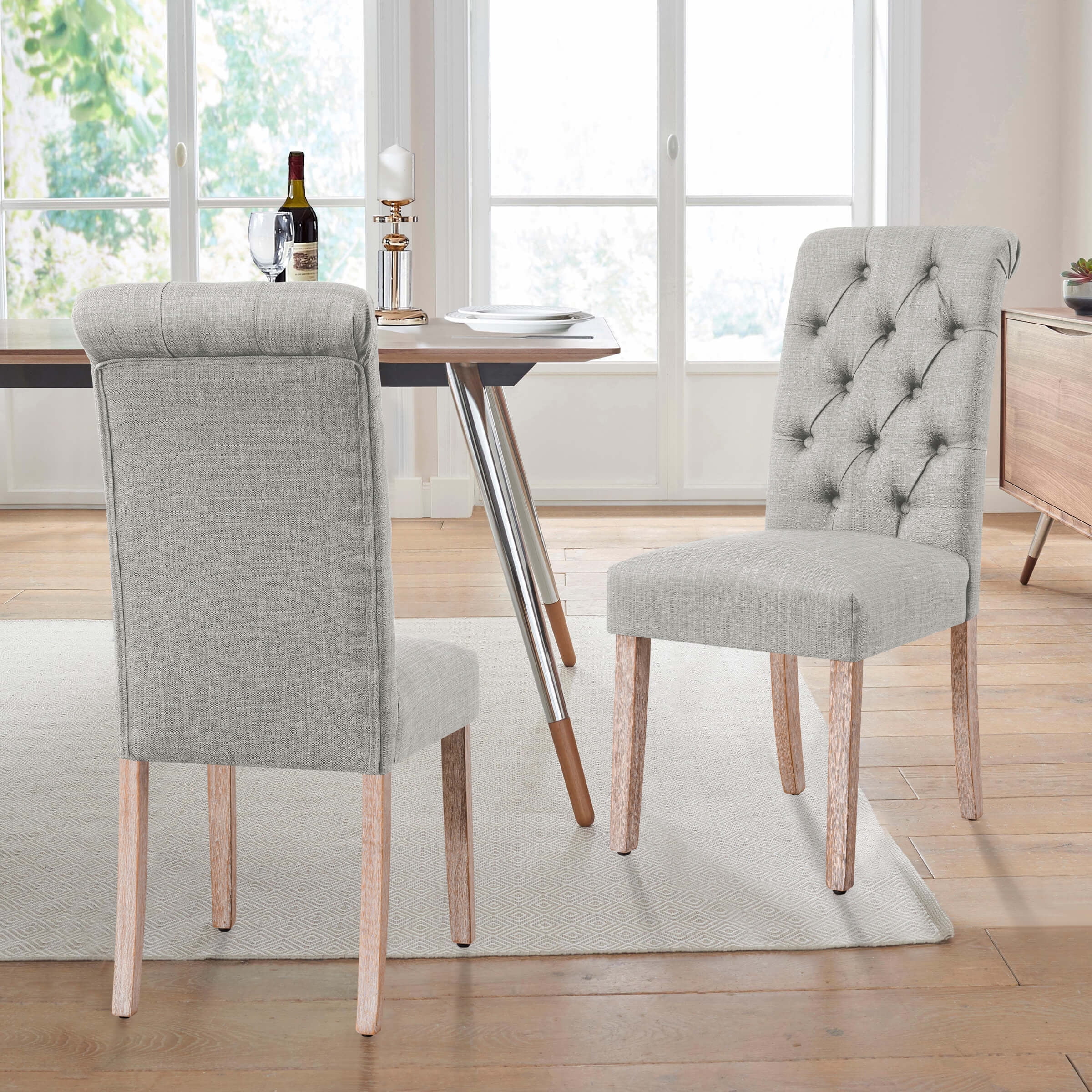 Subrtex Dining Chairs Linen Fabric Chairs for Kitchen Dining Room Set