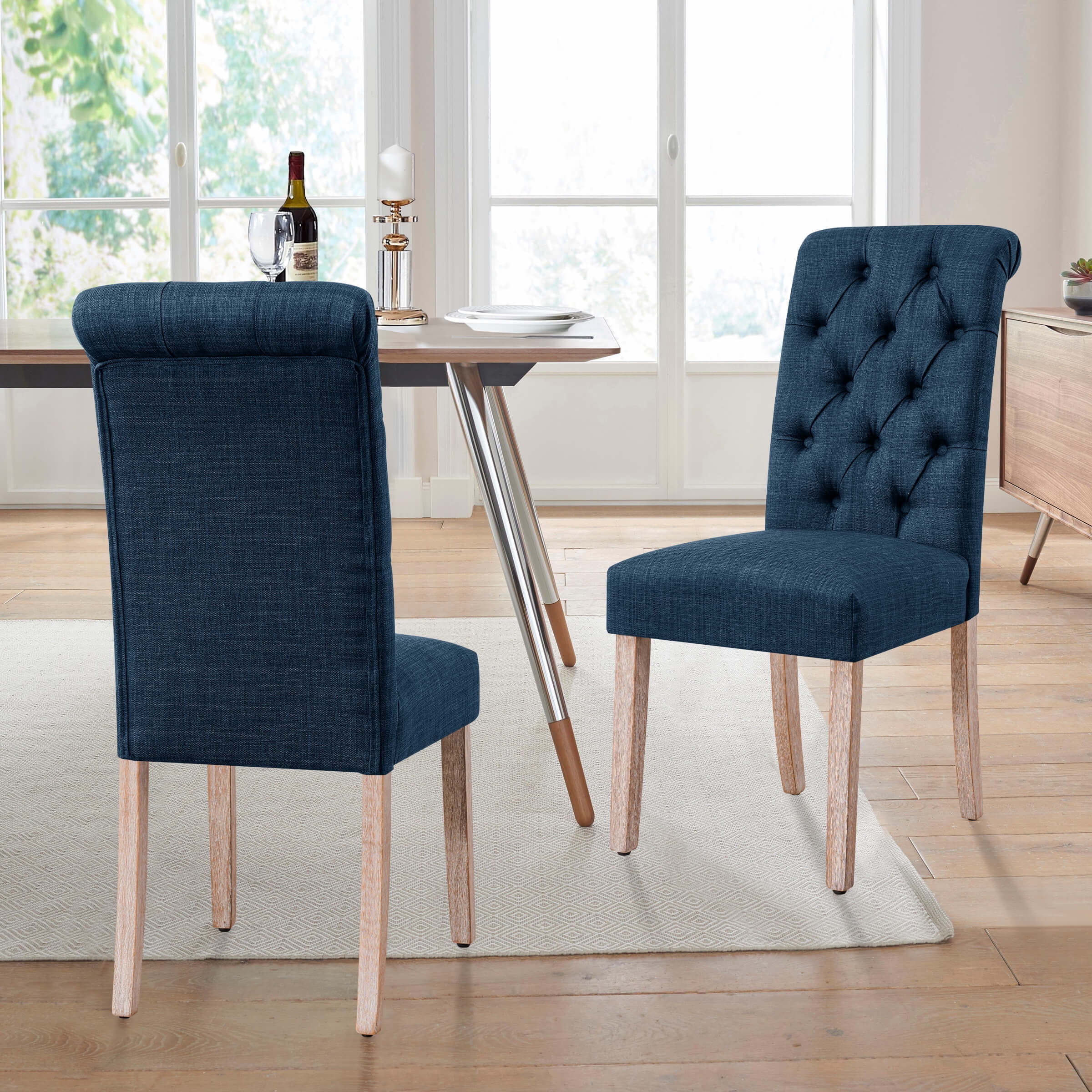 Subrtex Dining Chairs Linen Fabric Chairs for Kitchen Dining Room Set