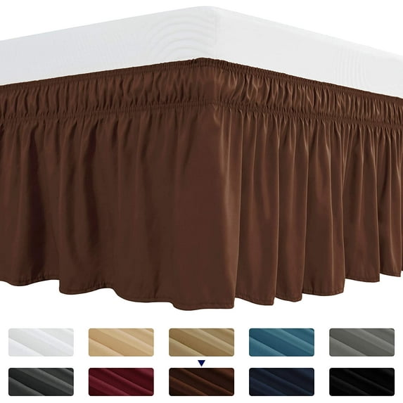 Subrtex Easy Fit Dust Ruffle, Wrap around Bed Skirts with Long Tailored Drop(Queen, Chocolate)