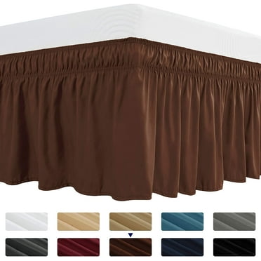 Subrtex Easy Fit Dust Ruffle, Wrap around Bed Skirts with Long Tailored Drop(Twin, Chocolate)