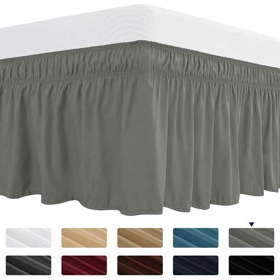 Subrtex Easy Fit Dust Ruffle, Wrap around Bed Skirts with Long Tailored Drop(Twin, Light Gray)