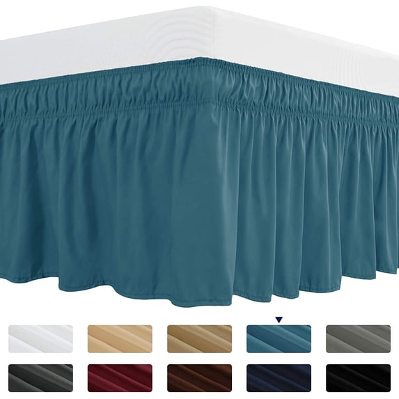 Subrtex Easy Fit Dust Ruffle, Wrap around Bed Skirts with Long Tailored Drop(Twin, Peacock Blue)