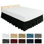 Subrtex Elastic Wrap Around Bed Skirt Dust Ruffle Smooth Soft Bed Frame Cover 15-inch Drop Full, Black