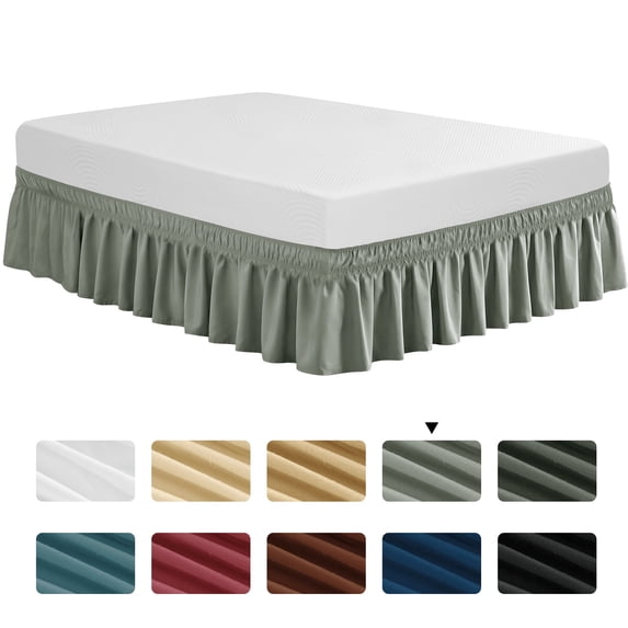 Subrtex Elastic Wrap Around Bed Skirt Dust Ruffle Smooth Soft Bed Frame Cover 15-inch Drop(Twin XL,Light Gray)