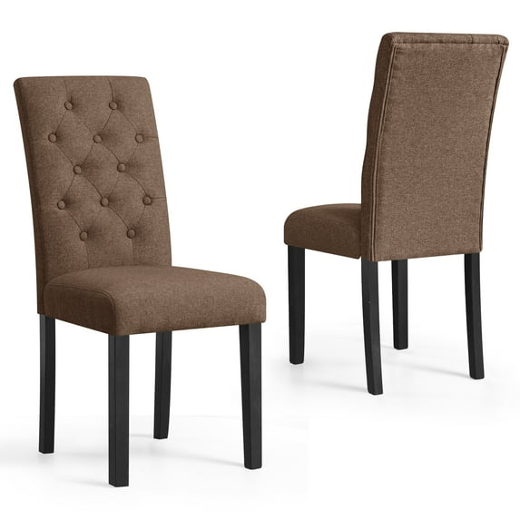 Subrtex Fabric Upholstered Dining Chairs Set of 2, Modern Kitchen and Dining Room Chairs, Brown