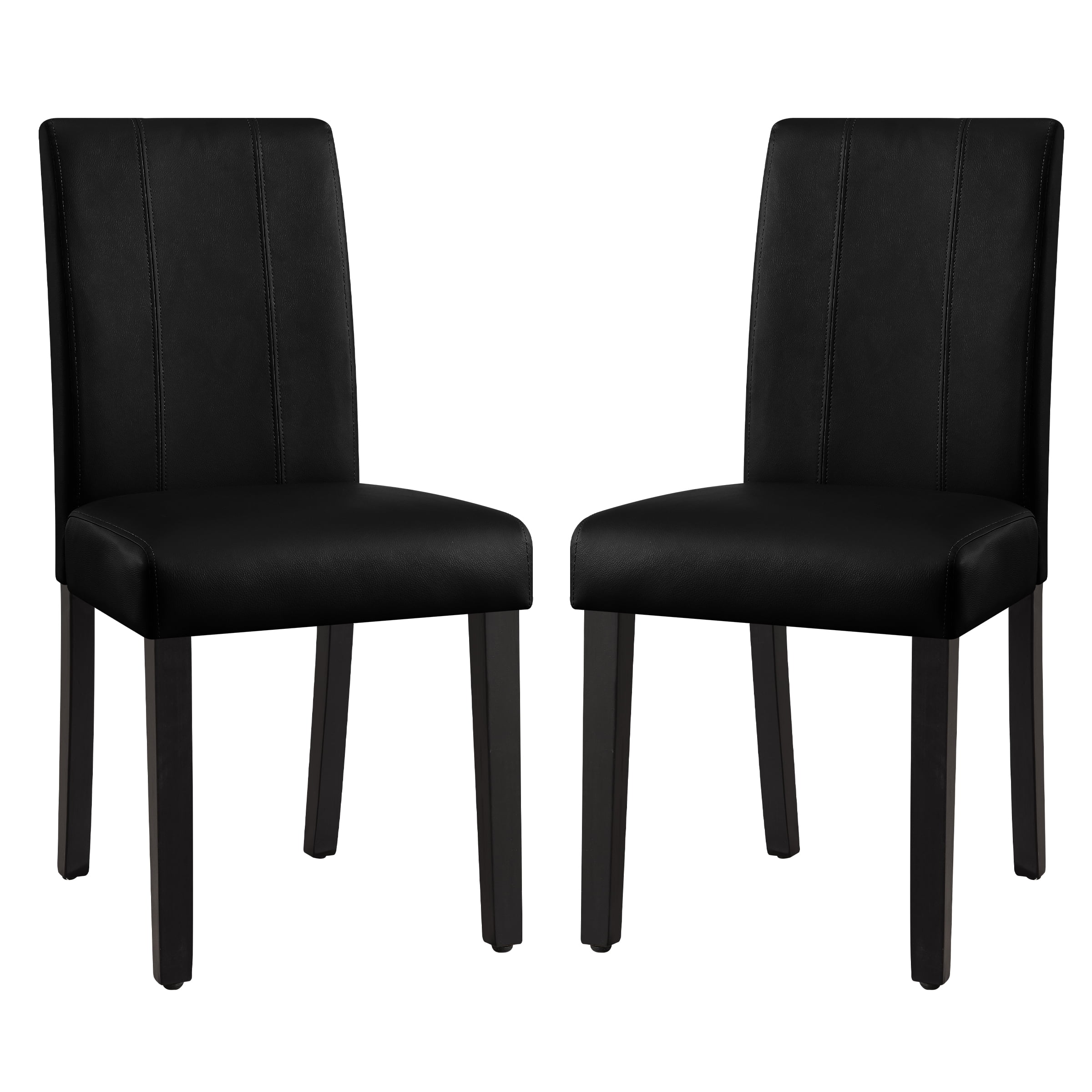 Subrtex Faux Leather Indoor Dining Chair Set of 2 Modern Mid Century Chairs for Home Black