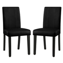Subrtex Faux Leather Indoor Dining Chair Set of 2, Modern Mid-Century Chairs for Home, Black