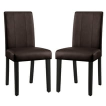Subrtex Faux Leather Indoor Dining Chair Set of 2, Modern Mid-Century Chairs for Home, Brown