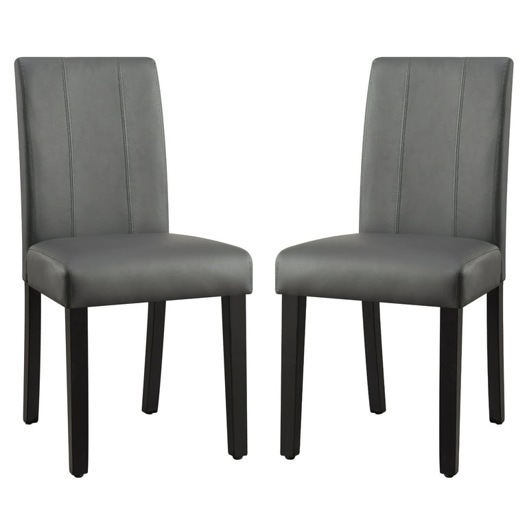 Subrtex Faux Leather Indoor Dining Chair Set of 2 Modern Mid Century Chairs for Home Gray