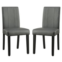 Subrtex Faux Leather Indoor Dining Chair Set of 2, Modern Mid-Century Chairs for Home, Gray