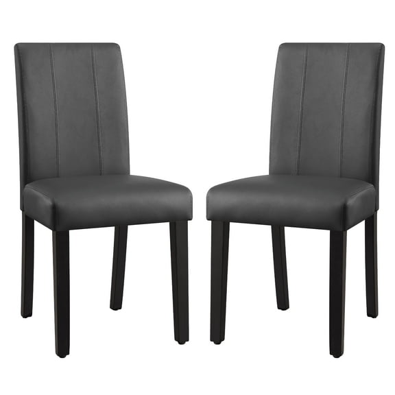 Subrtex Faux Leather Indoor Dining Chair Set of 2, Modern Mid-Century Chairs for Home, Gray