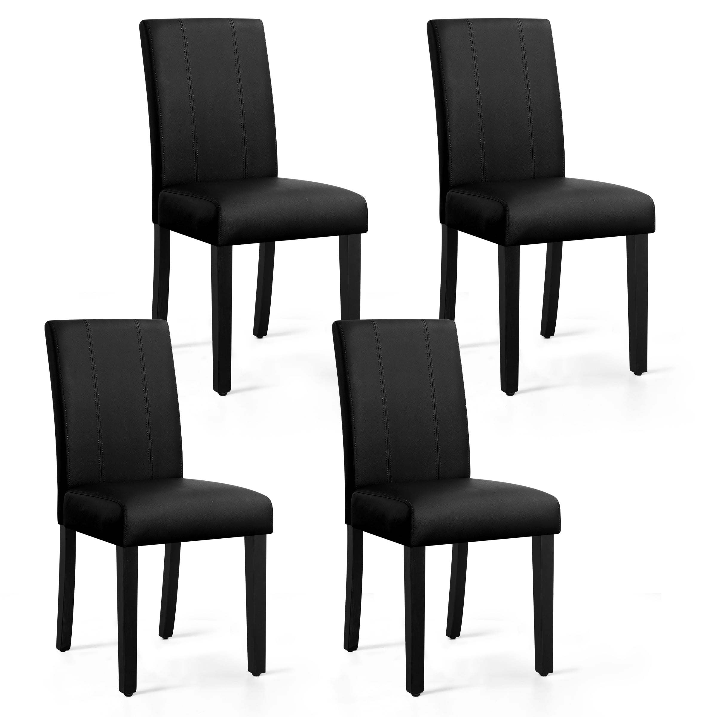 Subrtex Faux Leather Indoor Dining Chair Set of 4, Modern Mid-Century Chairs for Home, Black