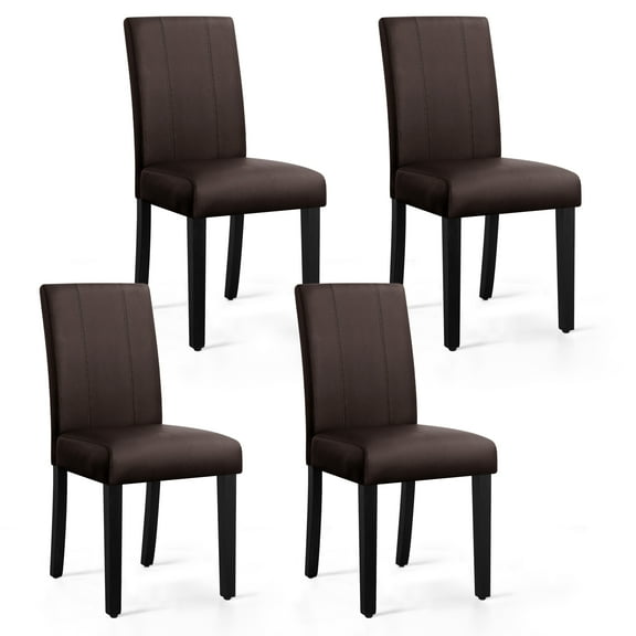 Subrtex Faux Leather Indoor Dining Chair Set of 4, Modern Mid-Century Chairs for Home, Brown