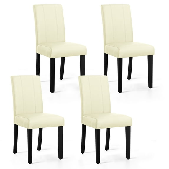 Subrtex Faux Leather Indoor Dining Chair Set of 4, Modern Mid-Century Chairs for Home, Ivory