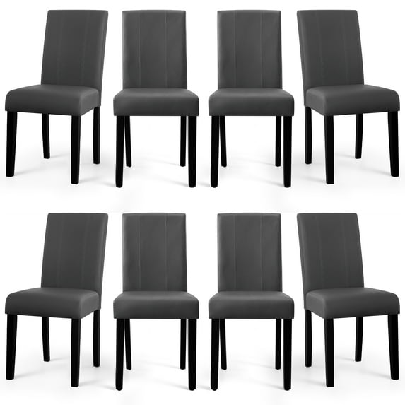 Subrtex Faux Leather Indoor Dining Chair Set of 8, Modern Mid-Century Chairs for Home, Gray