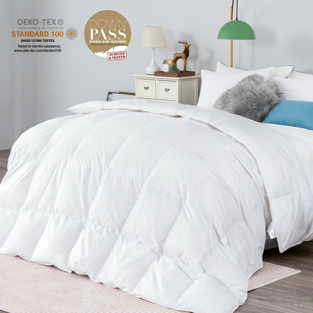 Subrtex Goose Down Feather Comforter Ultra Warm Duvet Insert, Queen