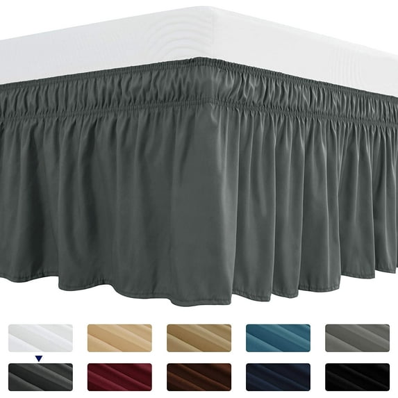 Subrtex Easy Fit Bed Skirts , Wrap Around Dust Ruffle with Long Tailored Drop(Full, Gray)