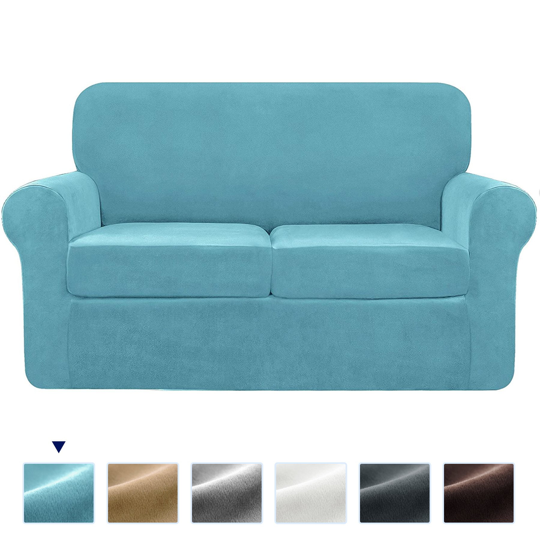 Subrtex High Stretch 3-Piece Velvet Individual Cushion Slipcover, Blue
