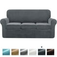thumbnail image 1 of Subrtex High Stretch 4 Piece Velvet Slipcover Set, Gray, 1 of 7