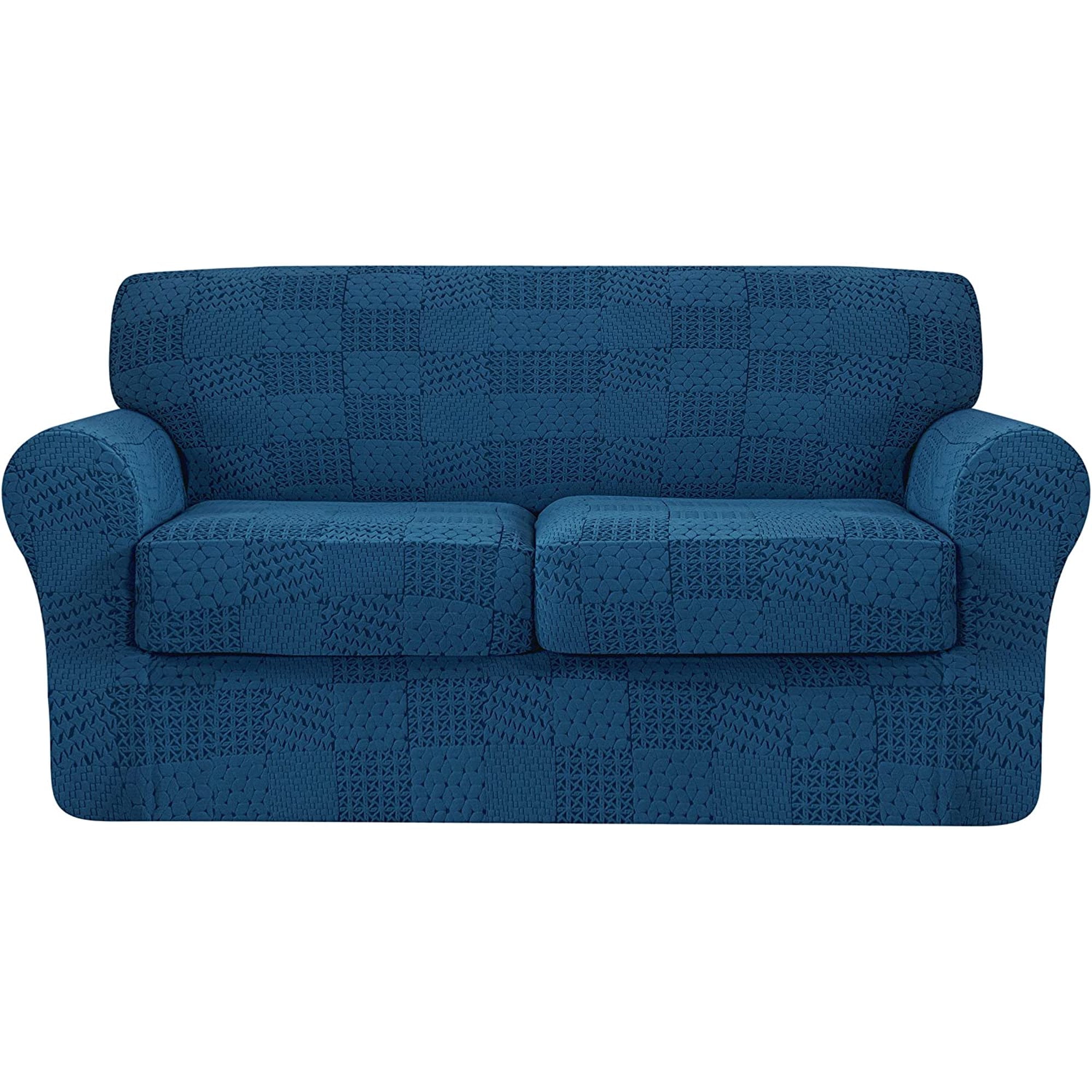 Subrtex High Stretch Jacquard 3Pieces Patchwork Pattern Sofa Cover