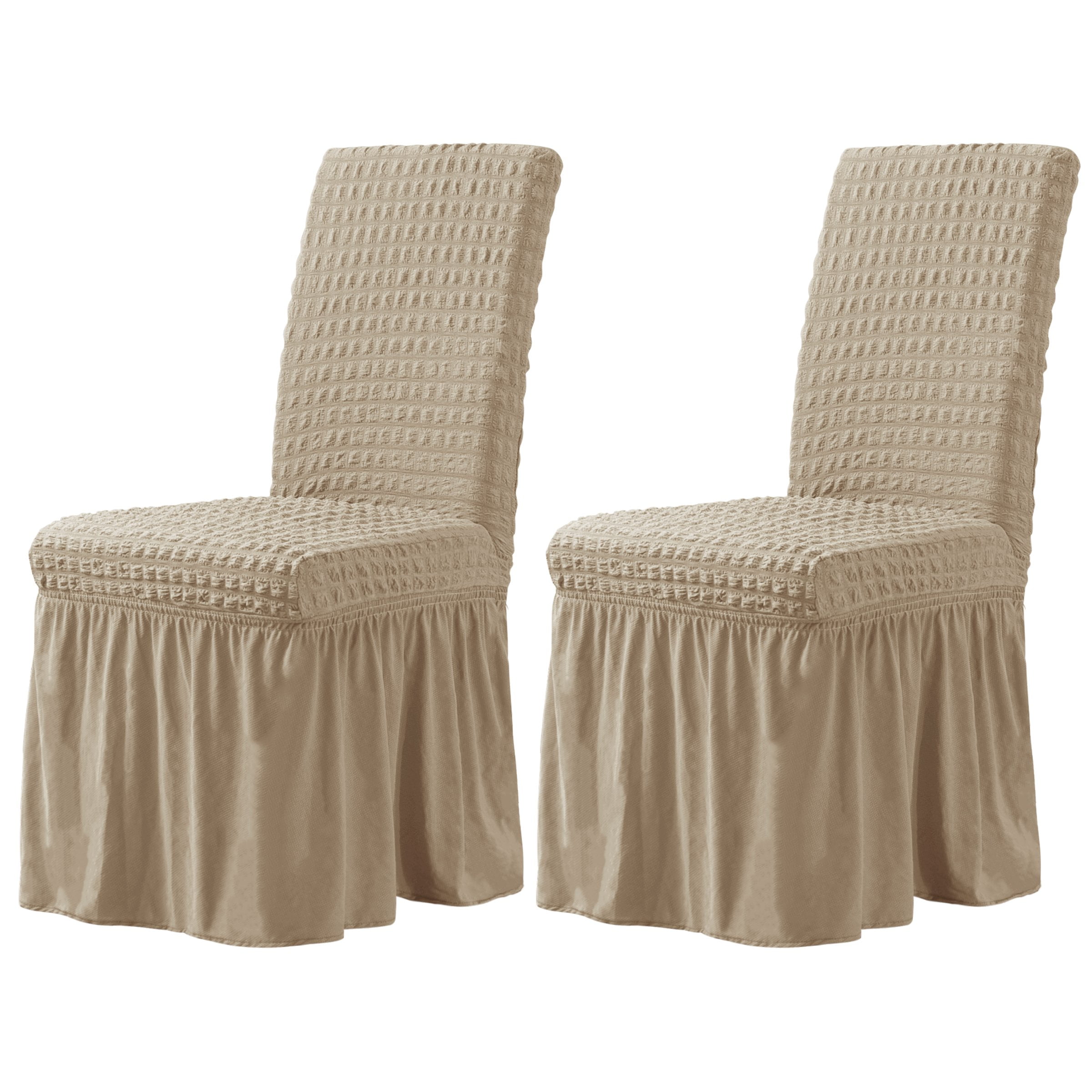 Subrtex Imported 2/4 Pieces Polyester Dining Room Chair Covers, Oatmeal
