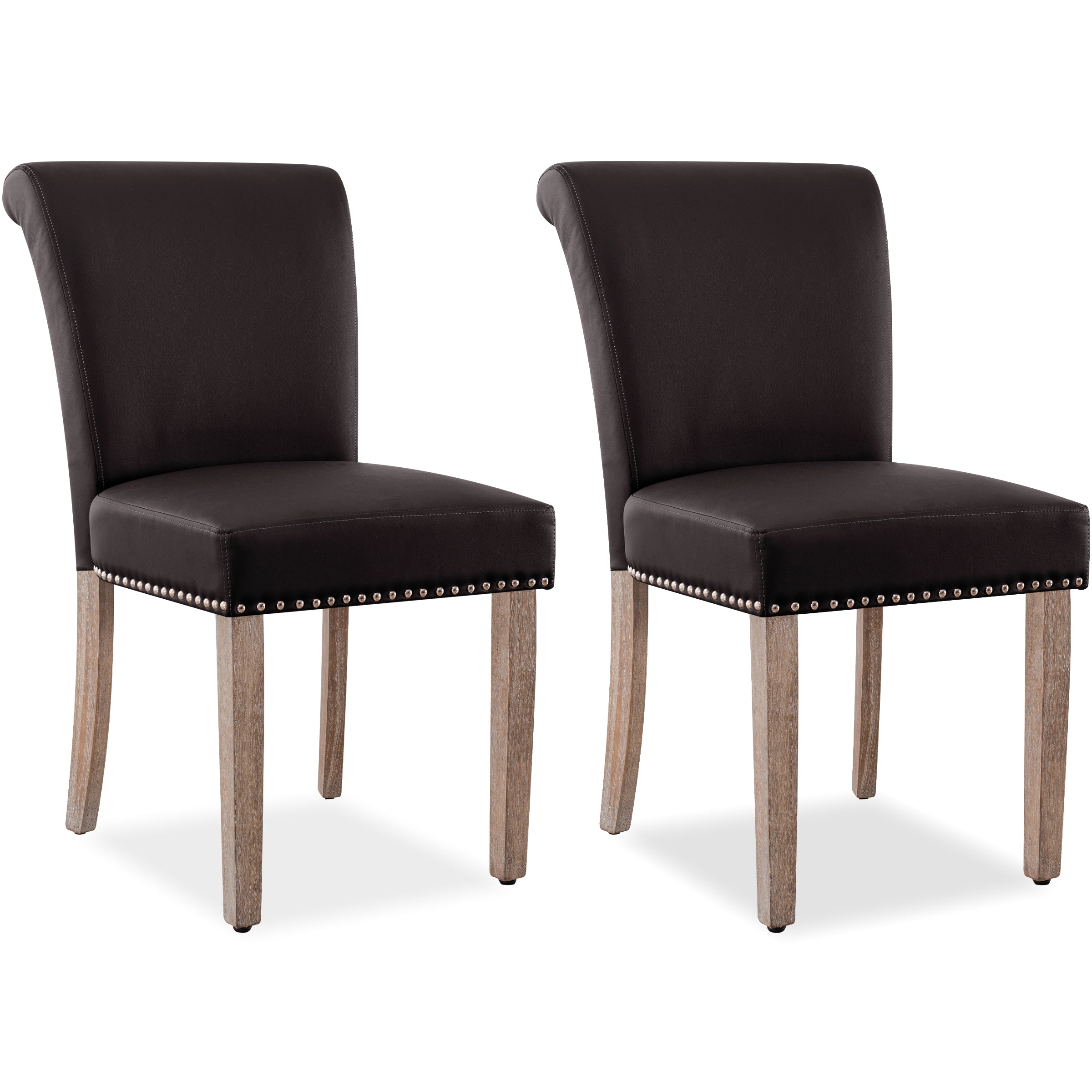 Esme 19''H Mid Century Modern Leather Dining Chair, Set of 2 - Walmart.com