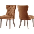 thumbnail image 1 of Subrtex Modern PU Leather Dining Chairs Set of 2, Wingback with Button Tufted Back & Nailhead Trim, Amber, 1 of 8