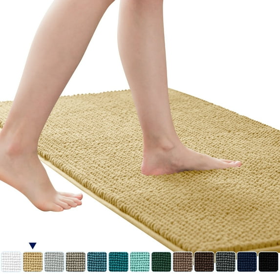 Subrtex Luxury Chenille Bathroom Rug Extra Soft and Absorbent Shaggy Rugs (Beige, 16"*24")