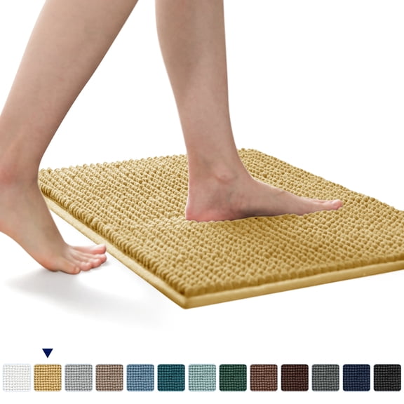 Subrtex Chenille Bathroom Rugs, Extra Soft and Non Slip Bath Mats, Thick Rubber Backing Washable Shower Rugs & Home Decor Accessories (Beige,16"*24")