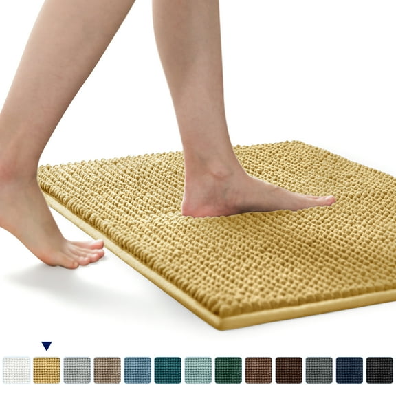 Subrtex Luxury Chenille Bathroom Rug Extra Soft and Absorbent Shaggy Rugs (Beige,20"*32")