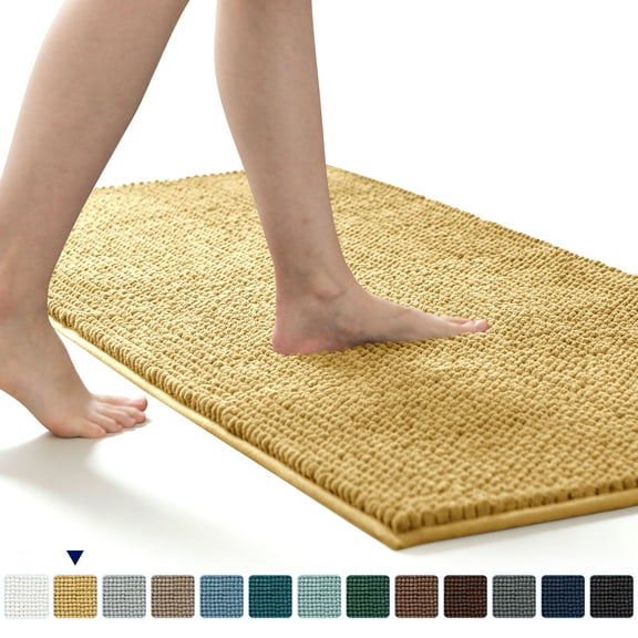 Subrtex Luxury Chenille Bathroom Rug Extra Soft and Absorbent Shaggy Rugs (Beige,24"*60")