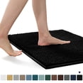 thumbnail image 1 of Subrtex Chenille Bathroom Rugs，Extra Soft and Non Slip Bath Mats Runner，Thick Rubber Backing Washable Shower Bathtub Rugs & Home Decor Accessories(Black,24"*60"), 1 of 9