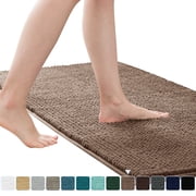 Subrtex Luxury Chenille Bathroom Rug Extra Soft and Absorbent Shaggy Rugs Brown, 18"*24"