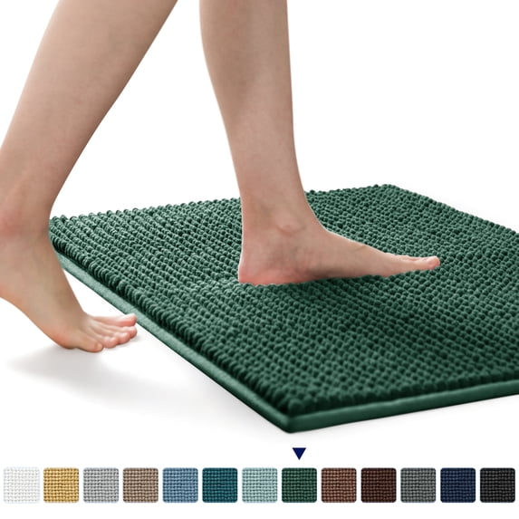 Subrtex Chenille Bathroom Rugs,Extra Soft and Non Slip Bath Mats,Thick Rubber Backing Washable Shower Rugs & Home Decor Accessories (Celadon,20"*32")