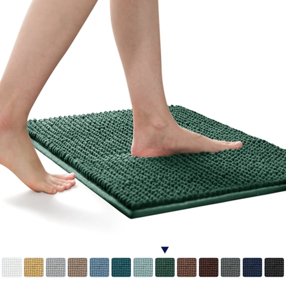 Subrtex Chenille Bathroom Rugs,Extra Soft and Non Slip Bath Mats Runner,Thick Rubber Backing Washable Shower Bathtub Rugs & Home Decor Accessories (Celadon,24"*60")