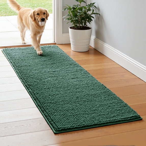 Subrtex Chenille Bathroom Rugs,Extra Soft and Non Slip Bath Mats Runner,Thick Rubber Backing Washable Shower Bathtub Rugs & Home Decor Accessories (Celadon,24"*60")