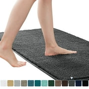 Subrtex Luxury Chenille Bathroom Rug Extra Soft and Absorbent Shaggy Rugs (Gray, 16"*24")