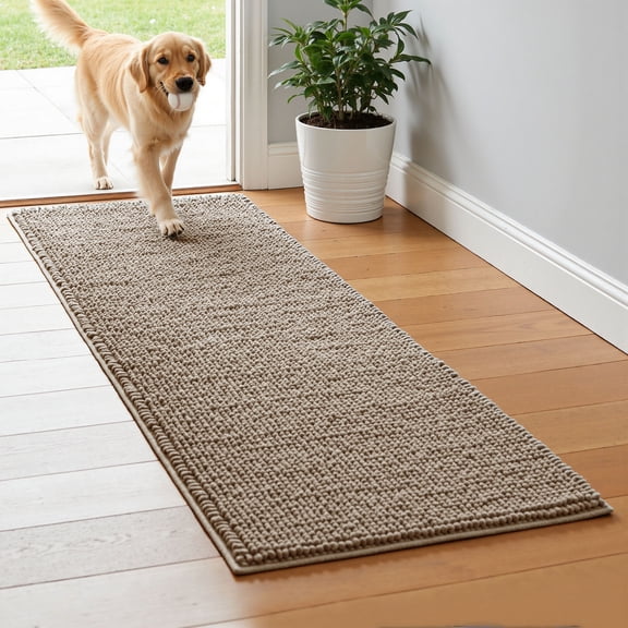 Subrtex Chenille Bathroom Rugs，Extra Soft and Non Slip Bath Mats Runner，Thick Rubber Backing Washable Shower Bathtub Rugs & Home Decor Accessories (Taupe Brown,24"*60")
