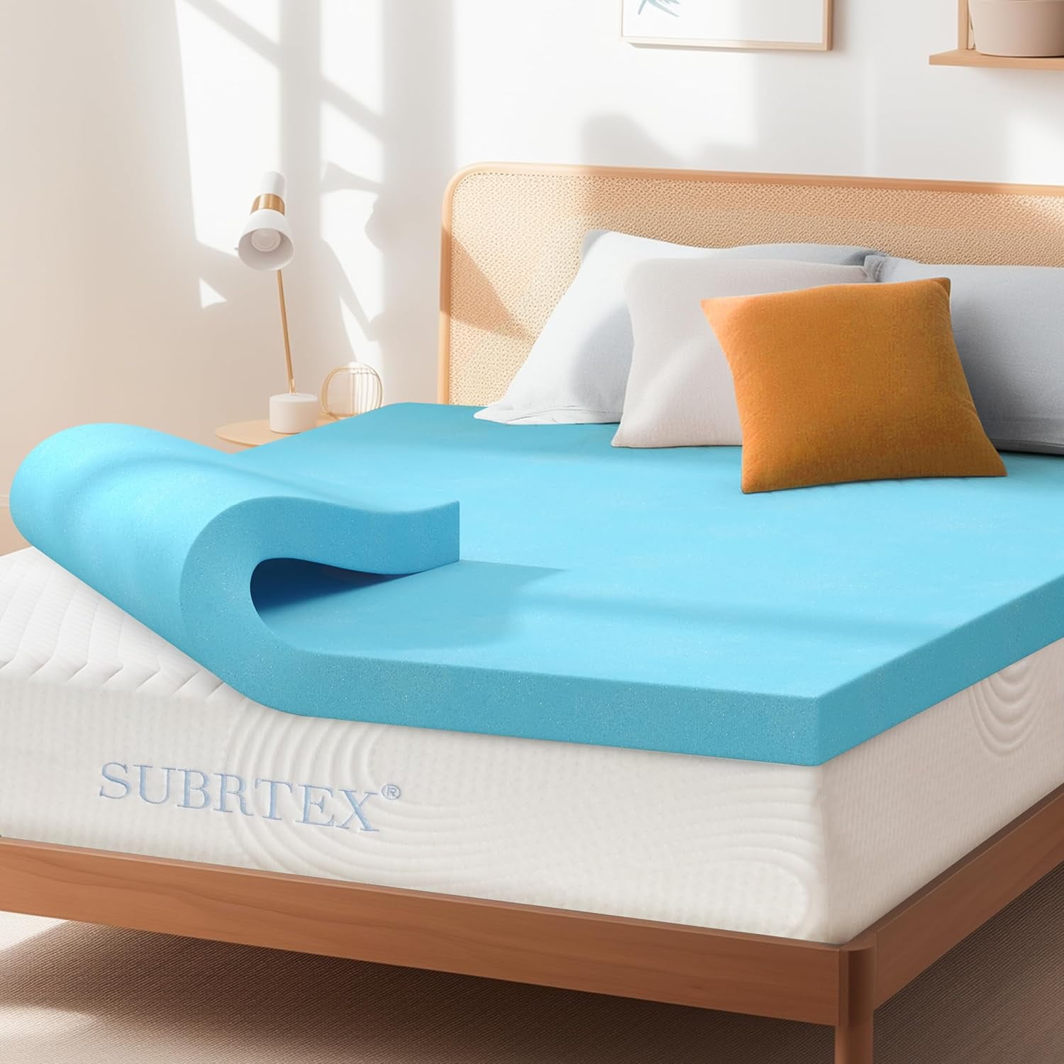 Subrtex Mattress Topper 2 Inch Gel-Infused Memory Foam Cal King Size ...