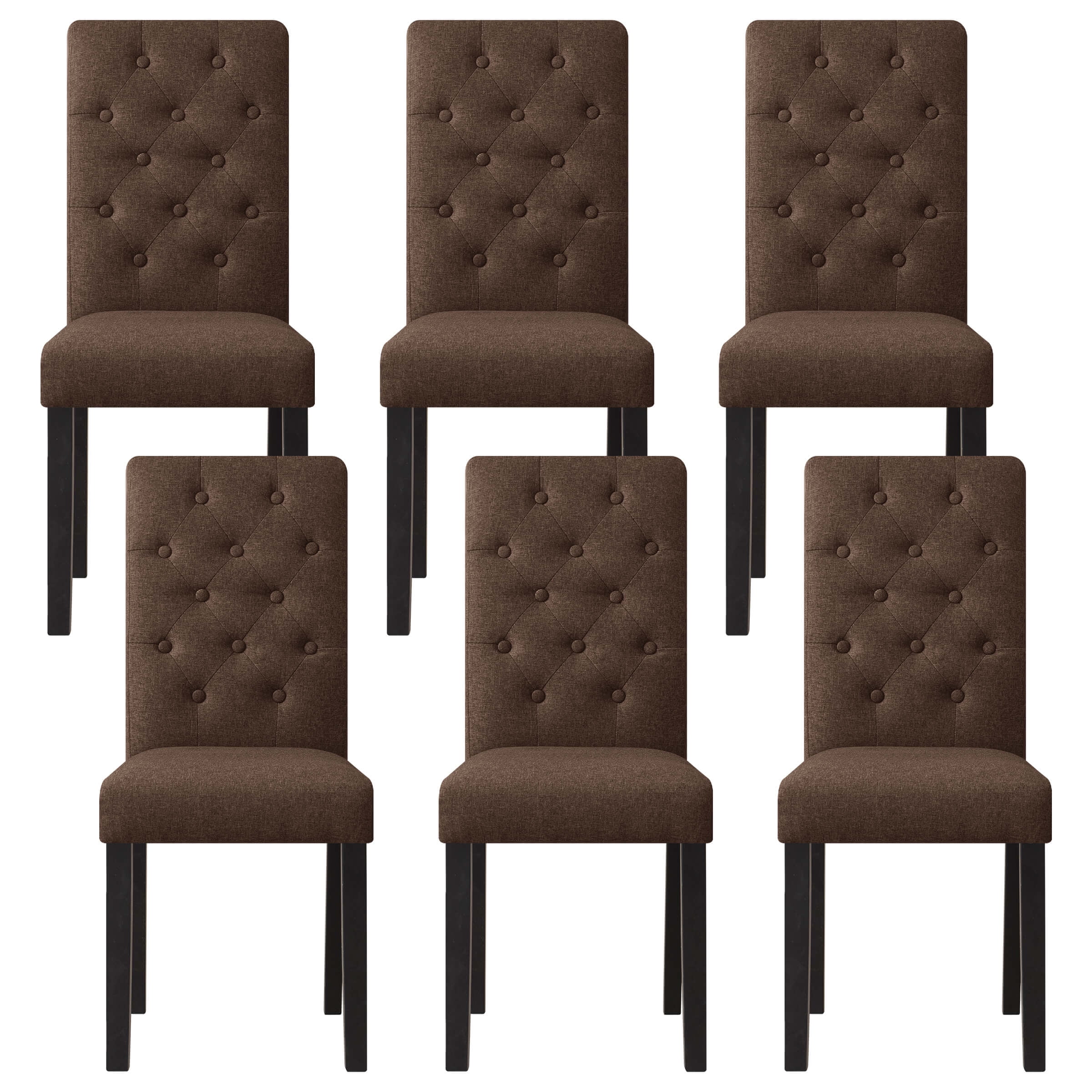 Subrtex Modern Breathable Linen Fabric Dining Chair for Home/Kitchen/Living Room, Set of 6, Coffee